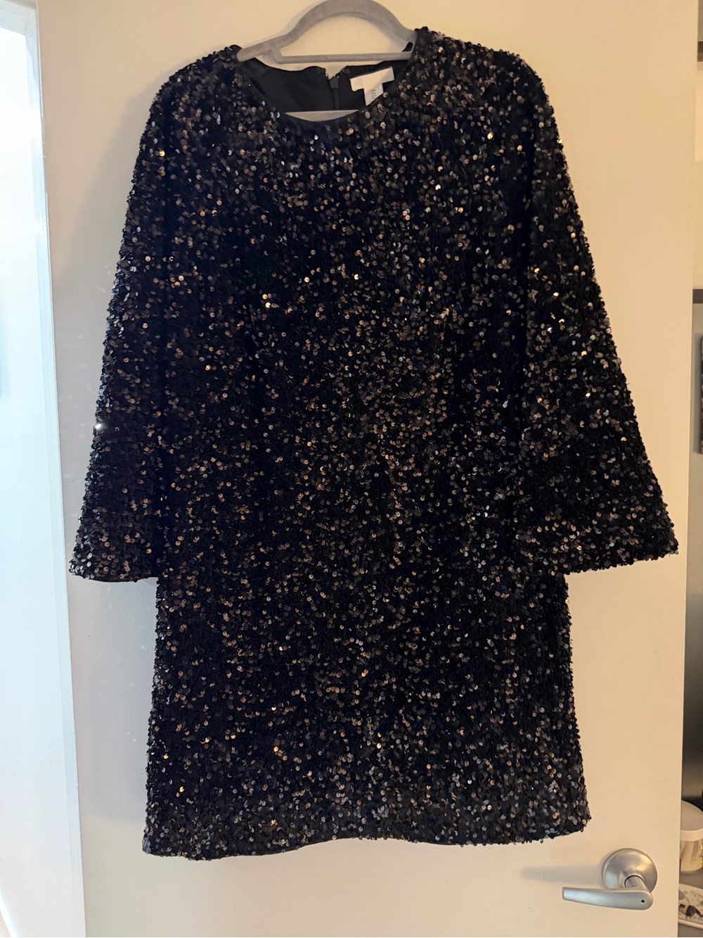 Black Sequin Shift Dress